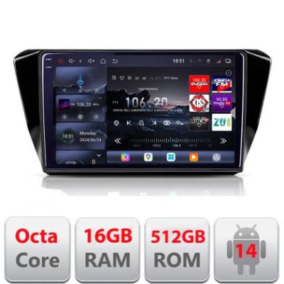 Navigatie Skoda Superb 3 2015-2017 Edotec Kit-932 8 core QLED 2K 16+512GB 360 Android Waze USB Navigatie Internet Youtube Radio