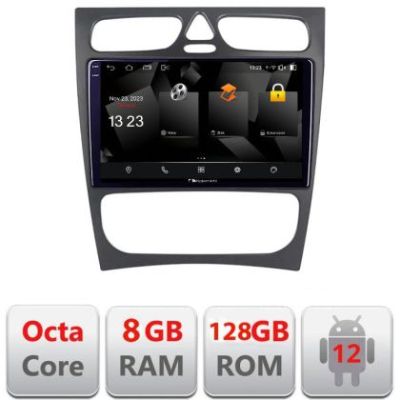 Navigatie Mercedes C W203 2001-2007 5960Pro-clk Android Octa Core Qualcomm 2K Qled 8+128 DTS DSP 360 4G Optical