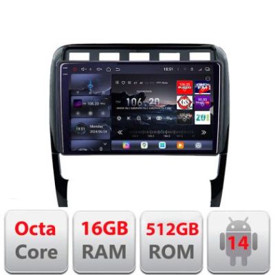 Navigatie Porsche Cayenne 2002-2011 Edotec Kit-443 8 core QLED 2K 16+512GB 360 Android Waze USB Navigatie Internet Youtube Radio