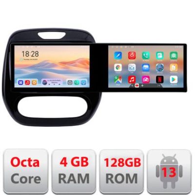 Navigatie Renault Captur 2013-2020 Edotec 2 ecrane  8 core 4+128 21.6 inch Incell android Wifi 5Ghz gps internet  KIT-captur-v2