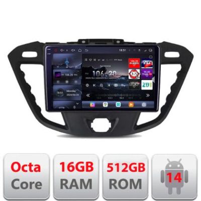 Navigatie Ford Transit 2012-2023 Edotec Kit-845 8 core QLED 2K 16+512GB 360 Android Waze USB Navigatie Internet Youtube Radio