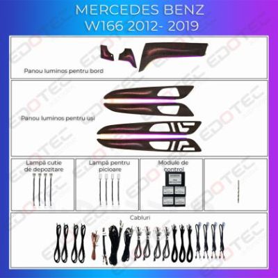 Lumini Ambientale NIGHTVIBE trimuri negru lucios Mercedes GLE GLS W166 2012-2019 control pe sistemul original sau telefon