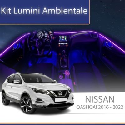 Lumini Ambientale NIGHTVIBE Nissan Qashqai 2016-2022 dedicat set complet control telefon sau sistem original