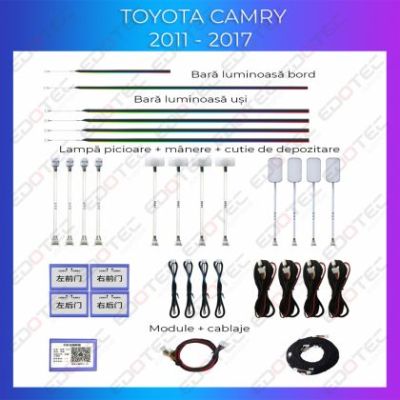Lumini Ambientale NIGHTVIBE Toyota Camry 2011 - 2017 set complet control telefon sau sistem original