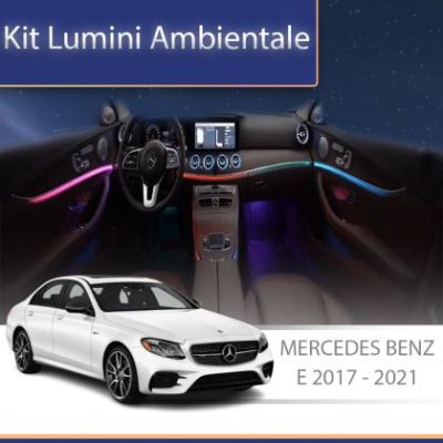 Lumini Ambientale NIGHTVIBE chenar display 64 de culori Mercedes E W213 2017-2023 control pe sistemul original sau telefon