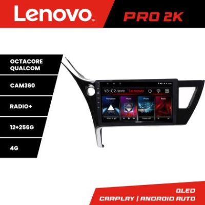 Navigatie Toyota Corolla 2017- Lenovo Kit-COROLLA17 8 core QLED 2K 12+256 360 Android Waze USB Navigatie Internet Youtube Radio