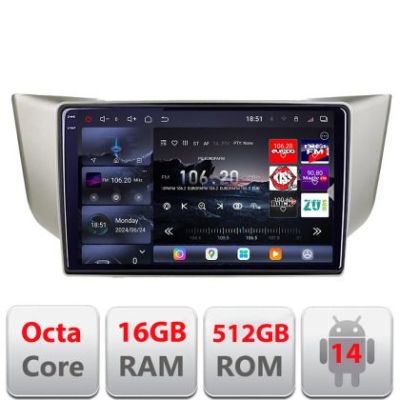Navigatie Lexus RX 2003-2009 Edotec Kit- rx-03 8 core QLED 2K 16+512GB 360 Android Waze USB Navigatie Internet Youtube Radio