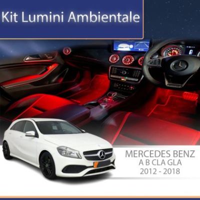 Lumini Ambientale NIGHTVIBE trimuri usi si picioare Mercedes Clasa A B GLA CLA W176 control pe sistemul original sau telefon
