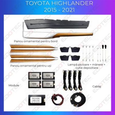 Lumini Ambientale NIGHTVIBE Toyota Highlander 2015 - 2021 set complet cu trimuri control telefon sau sistem original
