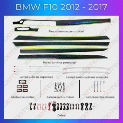 Lumini Ambientale NIGHTVIBE  BMW Seria 5 (F10) 2012-2017 dedicat set complet cu trimuri control telefon sau sistem original