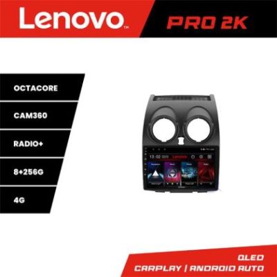 Navigatie Nissan Qashqai Lenovo Kit-499 8 core QLED 2K 8+256 360 Android Waze USB Navigatie Internet Youtube Radio