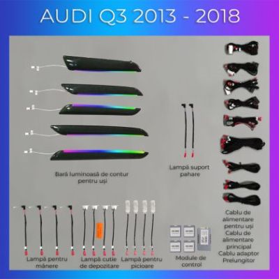 Lumini Ambientale NIGHTVIBE Audi Q3 8U 2013-2018 set complet control telefon sau sistem original