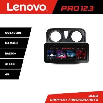 Navigatie Dacia Sandero Logan 2012-2020 K-sandero Lenovo PRO 4+64 12.3 inch qled android 4G DSP gps internet