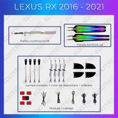 Lumini Ambientale NIGHTVIBE Lexus RX 2016-2021 set complet control telefon sau sistem original