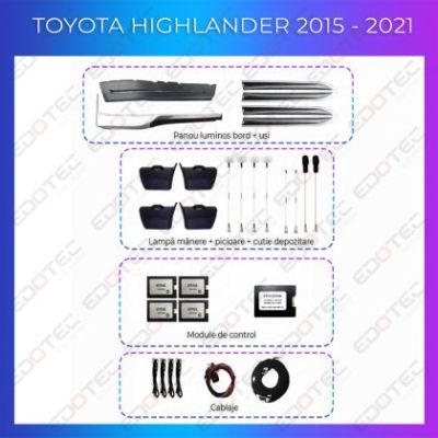 Lumini Ambientale NIGHTVIBE Toyota Highlander 2015-2021 set complet control telefon sau sistem original