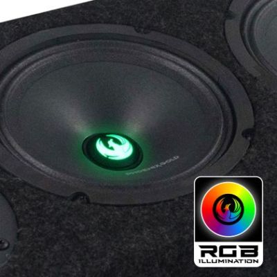 Cutie cu difuzoare iluminate Phoenix Gold 1700W ieșire SPL 2 x 4 OHM 4 x difuzoare midrange 2 x tweetere pro audio