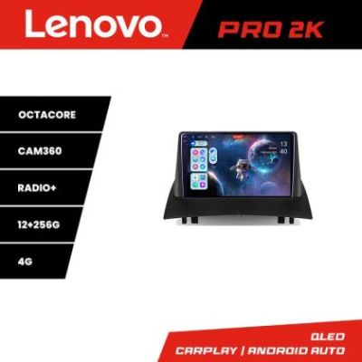 Navigatie Renault Megane 2 Lenovo Kit-098 8 core QLED 2K 12+256 360 Android Waze USB Navigatie Internet Youtube Radio