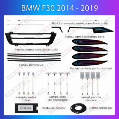 Lumini Ambientale NIGHTVIBE  BMW Seria 3 (F30) 2014-2019 dedicat set complet cu trimuri control telefon sau sistem original