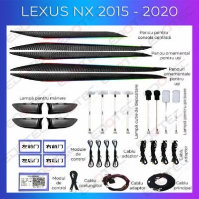 Lumini Ambientale NIGHTVIBE Lexus NX 2015-2021 set complet control telefon sau sistem original