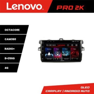 Navigatie Toyota Corolla Lenovo Kit-063 8 core QLED 2K 8+256 360 Android Waze USB Navigatie Internet Youtube Radio