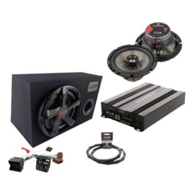 Pachet difuzoare  2 usi cu amplificator Carbon-200.4, inele si cablaje plug&play pe masina