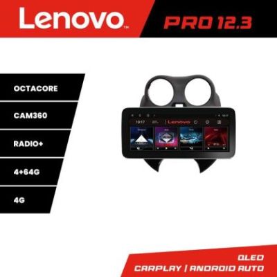 Navigatie Nissan Micra 2010-2014 Lenovo PRO 4+64 12.3 inch qled android 4G DSP gps internet  KIT-micra2010