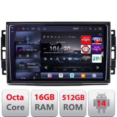 Navigatie Chrysler Jeep Edotec Kit-202 8 core QLED 2K 16+512GB 360 Android Waze USB Navigatie Internet Youtube Radio v2