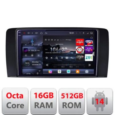 Navigatie Mercedes Clasa R 2005-2012 Edotec Kit-215 8 core QLED 2K 16+512GB 360 Android Waze USB Navigatie Internet Youtube Radio