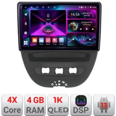 Navigatie Citroen C1 Peugeot 107 Toyota Aygo 2005-2014 Android radio gps internet 4+64 InCell Display 1K KIT-C1+EDT-E210-RK